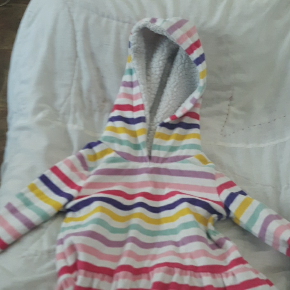 Striped fleece pullover hoodie